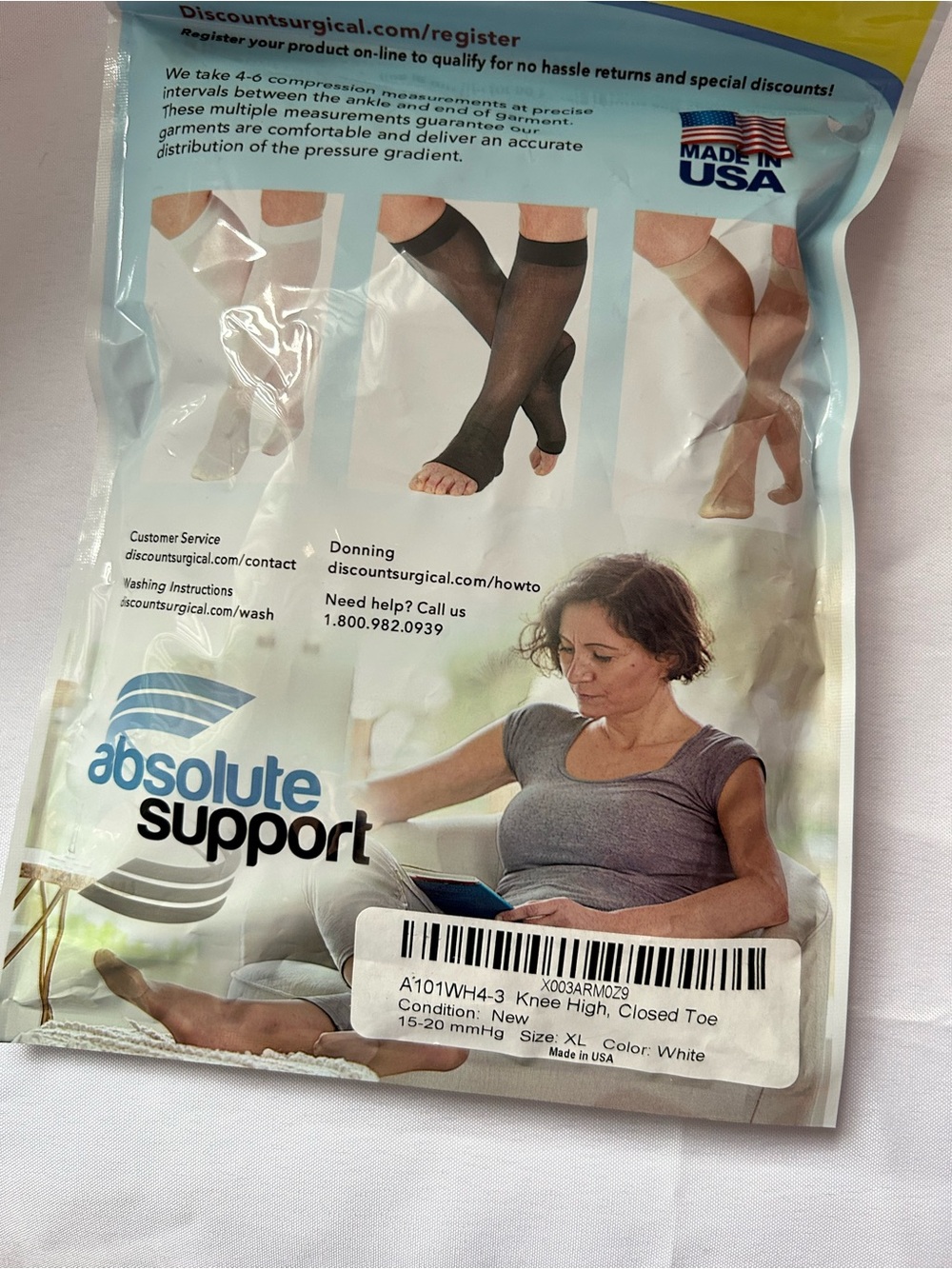 White Knee High Compression Socks - Women’s Open Toe 3 pair per package